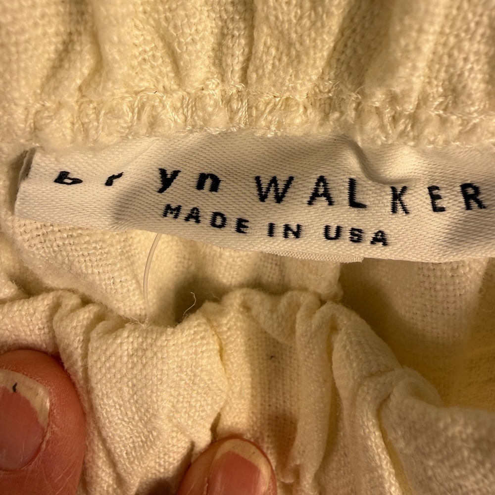 Bryn Walker Cream Linen Wide Leg Lantern Pants High Rise Large Made in USA - Picture 4 of 10